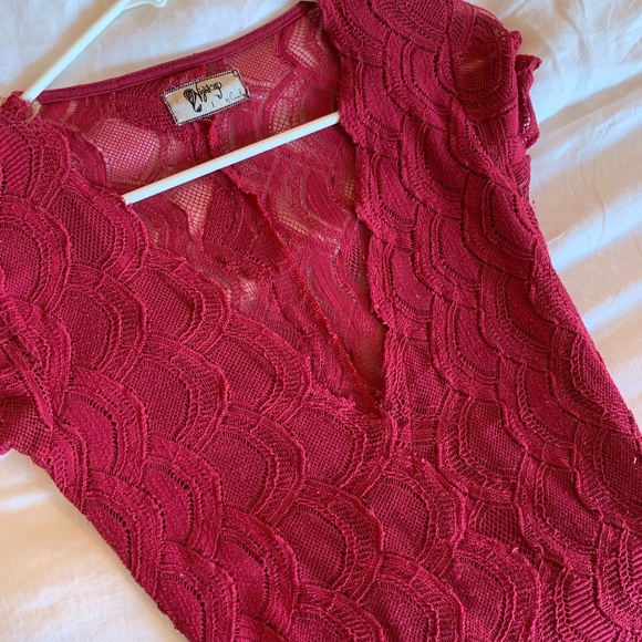 Nightcap Red Lace V Neck Mini Dress (SM) Sexy! - Picture 2 of 3